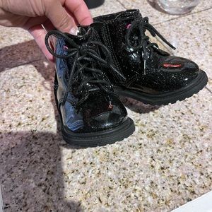 Black glitter boots